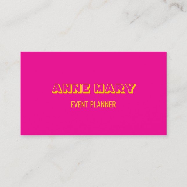 Professional Hot Pink Orange Retro Modern Trendy Business Card (Front)