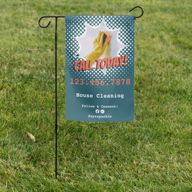 Professional House Cleaning Call-to-Action (CTA) Garden Flag (In SItu)