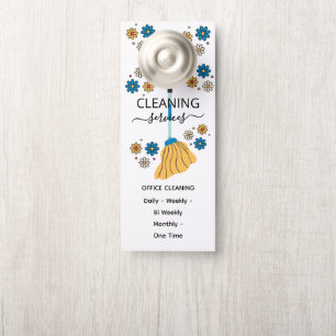 Professional House Cleaning daisy Retro Broom Door Hanger