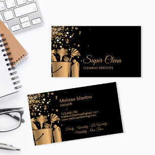 Professional House Cleaning Maid Gold Glitter Bus Business Card