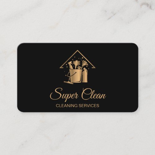 Professional House Cleaning Maid Gold Glitter  Bus Business Card