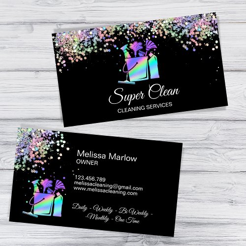 Professional House Cleaning Maid Holograph Busines Business Card
