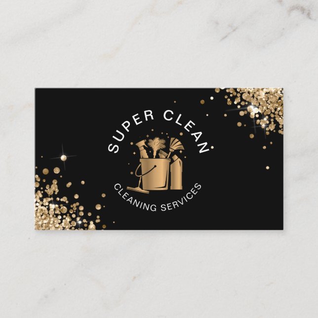 Professional House Cleaning Maid Holograph Busines Business Card (Front)