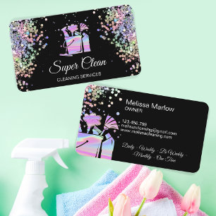 Professional House Cleaning Maid Holograph Business Card