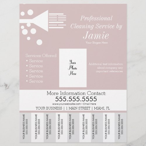 Professional House Cleaning Pink Tear Off Strips  Flyer