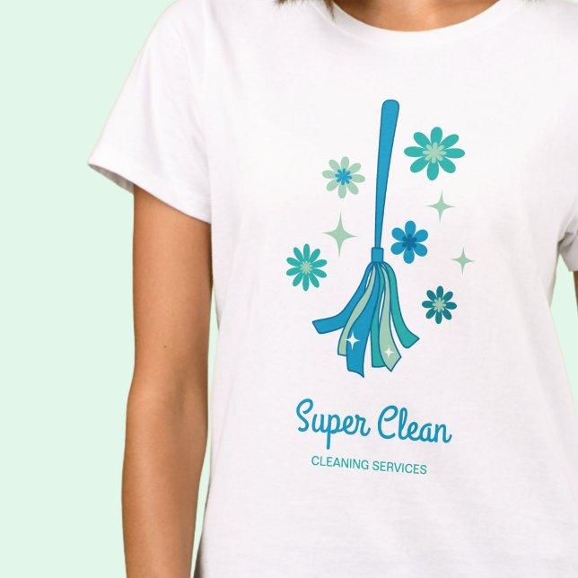 Professional House Cleaning Retro Broom Sparkle T-Shirt (Creator Uploaded)