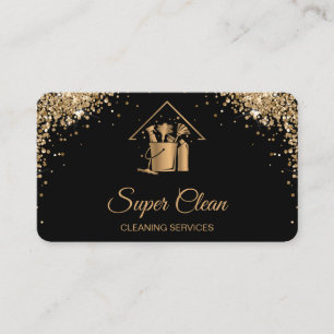 Professional House Cleaning Rose Gold Glitter Bus Business Card