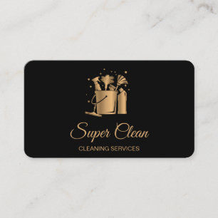 Professional House Cleaning Rose Gold Glitter Bus Business Card