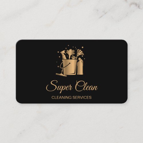 Professional House Cleaning Rose Gold Glitter  Bus Business Card