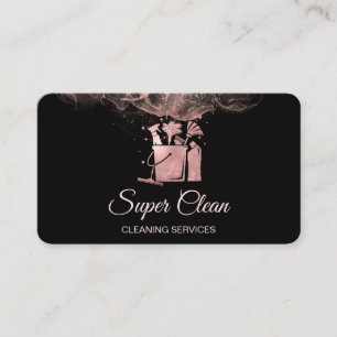 Professional House Cleaning Rose Gold Glitter Bus Business Card