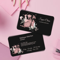 Professional House Cleaning Rose Gold Glitter Busi Business Card