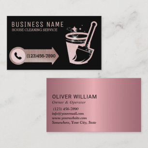 Professional House Cleaning Rose Gold Glitter Business Card