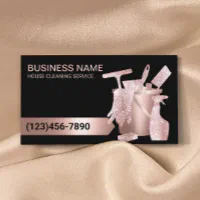 Navy Rose Gold Cleaning Business Card 500 Printed Business Cards Custom Calling Card Design Maid Service House Clean Home Business on sale Cleaning