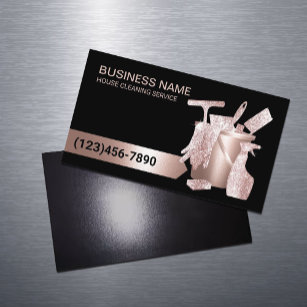 Professional House Cleaning Rose Gold Glitter Business Card Magnet