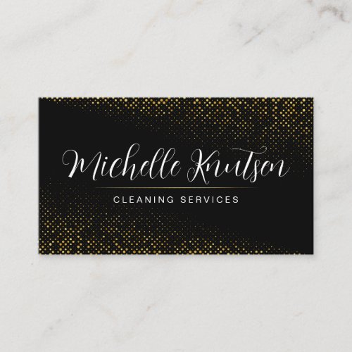 Professional House Cleaning Service black Gold Business Card