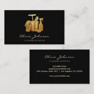 Professional House Cleaning Service black Gold     Business Card