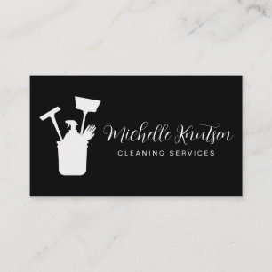 Professional House Cleaning Service black white  Business Card