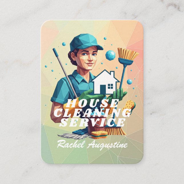 Professional House Cleaning Service Housekeeping Business Card (Front)