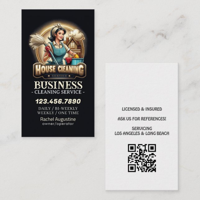 Professional House Cleaning Service Housekeeping Business Card (Front/Back)