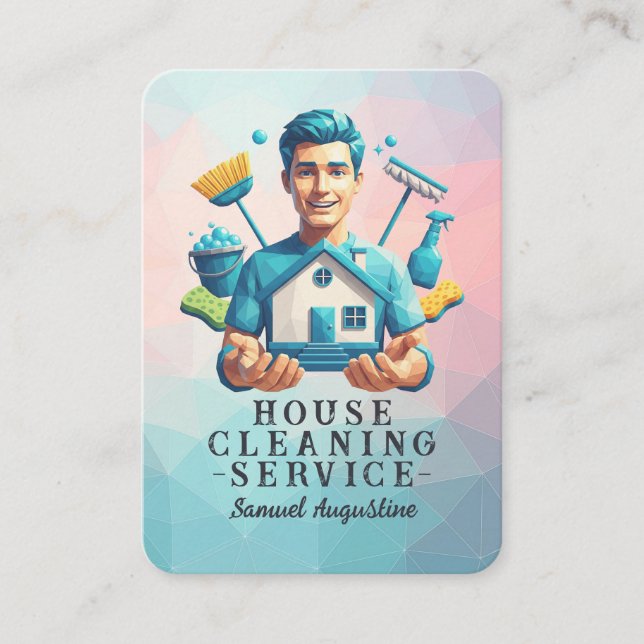 Professional House Cleaning Service Housekeeping Business Card (Front)