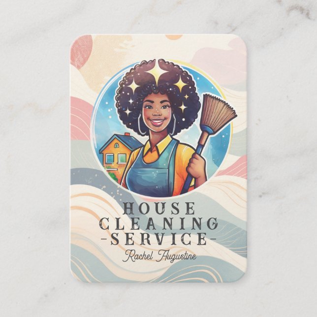 Professional House Cleaning Service Housekeeping Business Card (Front)