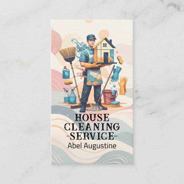 Professional House Cleaning Service Housekeeping Business Card (Front)