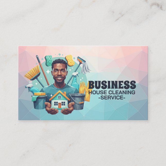 Professional House Cleaning Service Housekeeping Business Card (Front)
