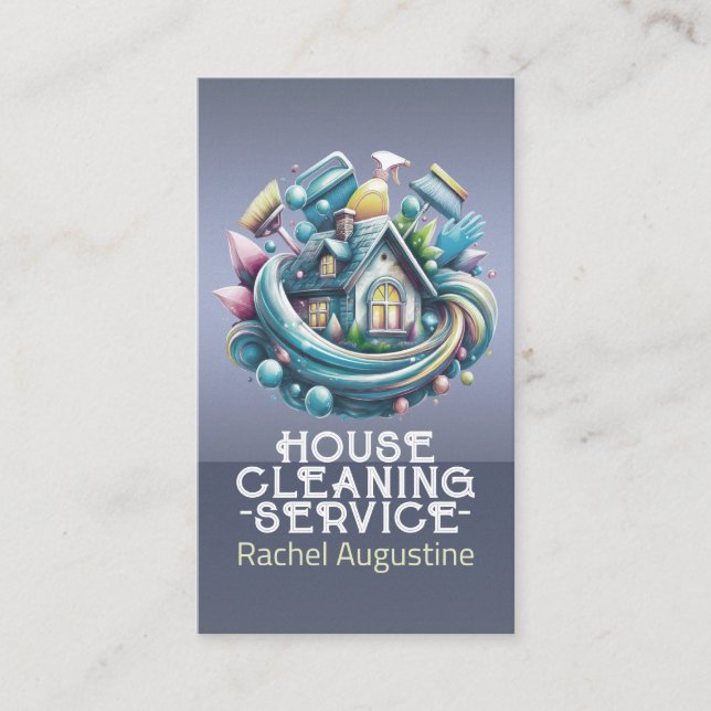 Professional House Cleaning Service Housekeeping Business Card (Front)