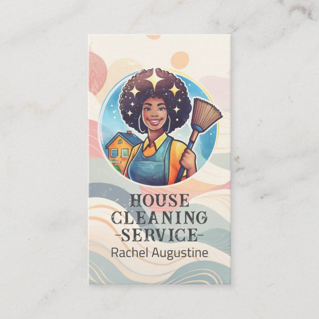 Professional House Cleaning Service Housekeeping Business Card (Front)