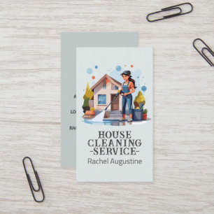 Professional House Cleaning Service Housekeeping Business Card