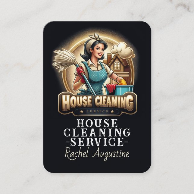 Professional House Cleaning Service Housekeeping Business Card (Front)