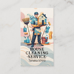 Professional House Cleaning Service Housekeeping Business Card