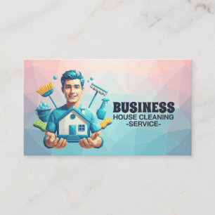 Professional House Cleaning Service Housekeeping Business Card