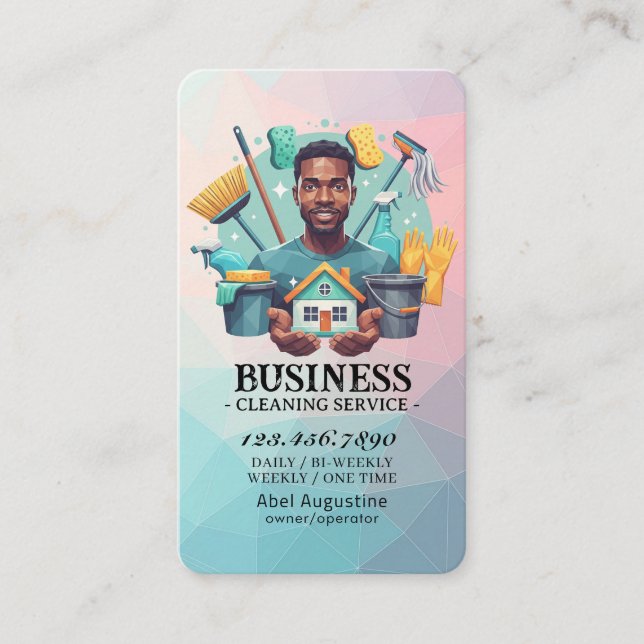 Professional House Cleaning Service Housekeeping Business Card (Front)