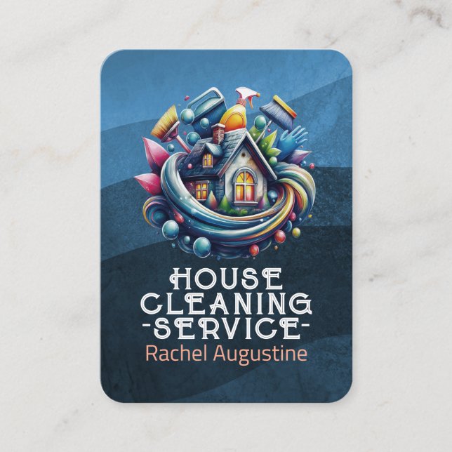 Professional House Cleaning Service Housekeeping Business Card (Front)