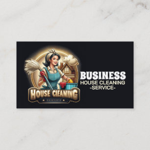 Professional House Cleaning Service Housekeeping Business Card