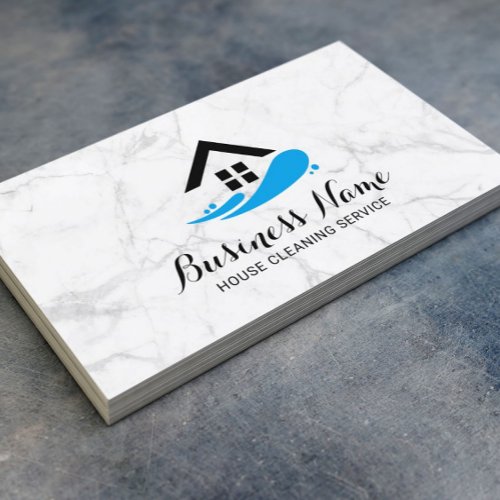 Professional House Cleaning Service Modern Marble Business Card