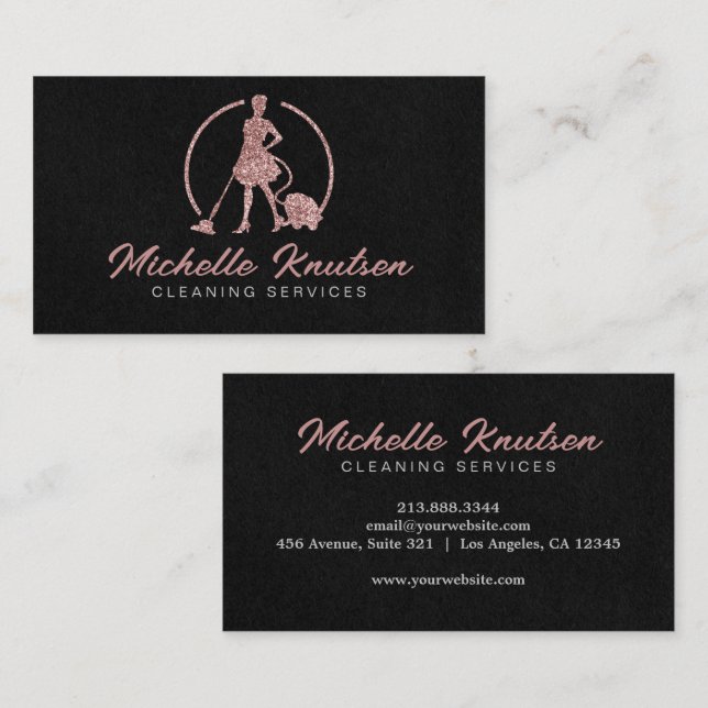 Professional House Cleaning Service pink glitter   Business Card (Front/Back)