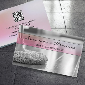 Professional House Cleaning Service QR Code Business Card
