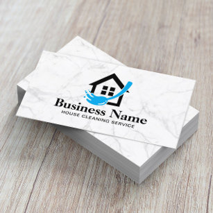 Professional House Cleaning Service White Marble Business Card