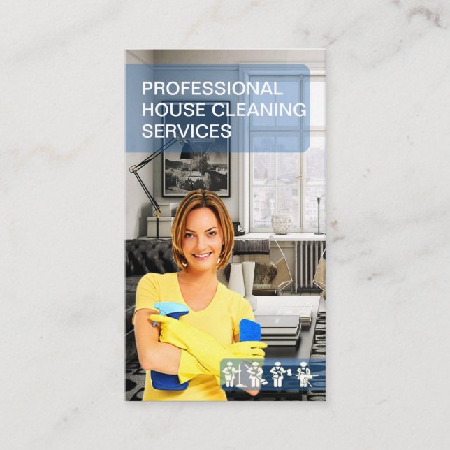 Professional House Cleaning Services Business Card (Front)