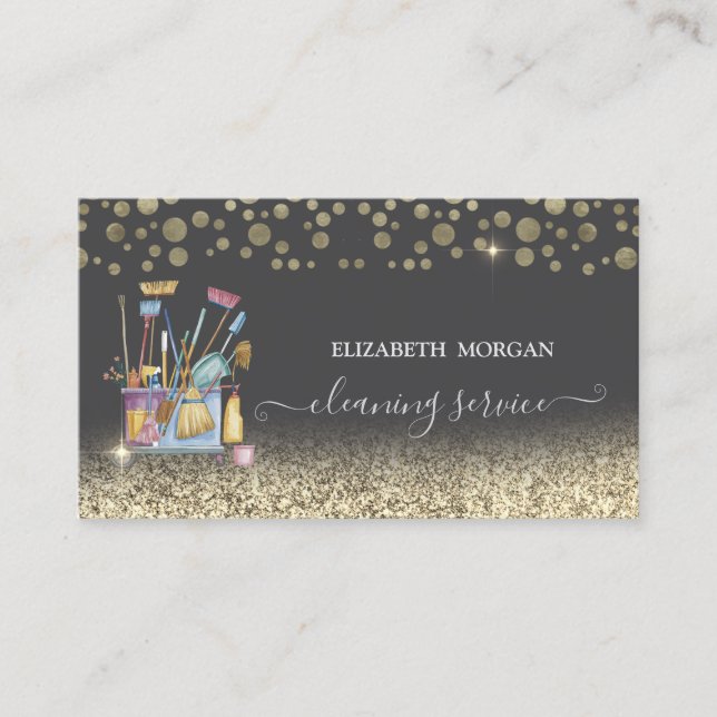 Professional House Cleaning Services Confetti Business Card (Front)