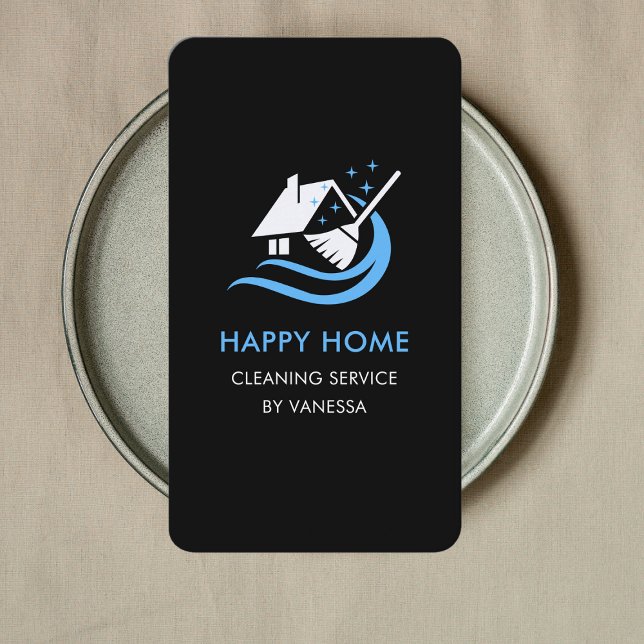 Professional House Cleaning Services Logo Qr Code Business Card (Creator Uploaded)