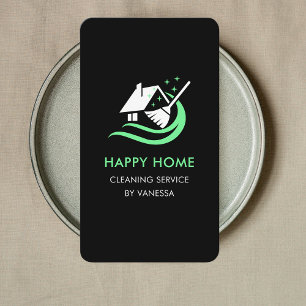 Professional House Cleaning Services Logo Qr Code Business Card