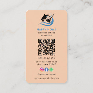 Professional House Cleaning Services Logo Qr Code Business Card