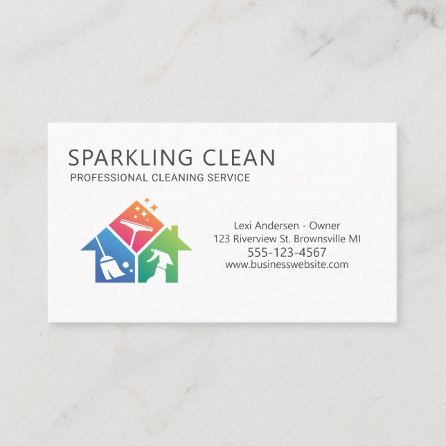 Professional House Cleaning Supplies Clean Service Business Card (Front)