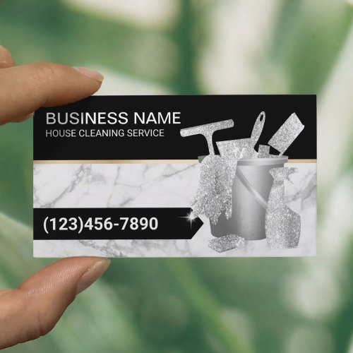 Professional House Cleaning Trendy Marble Business Card