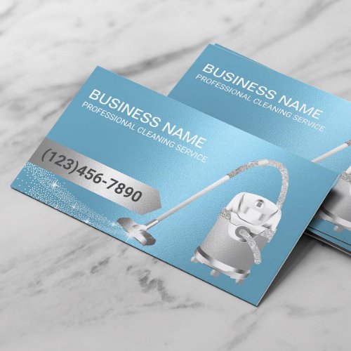Professional House Cleaning Vacuum Cleaner Blue Business Card