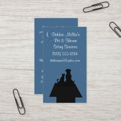 Professional House Dog Cat Pet Sitting  Business Card
