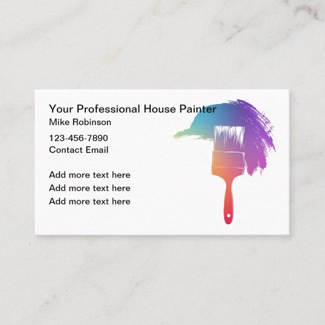 Professional House Painter Colorful Paint Brush Business Card (Front)